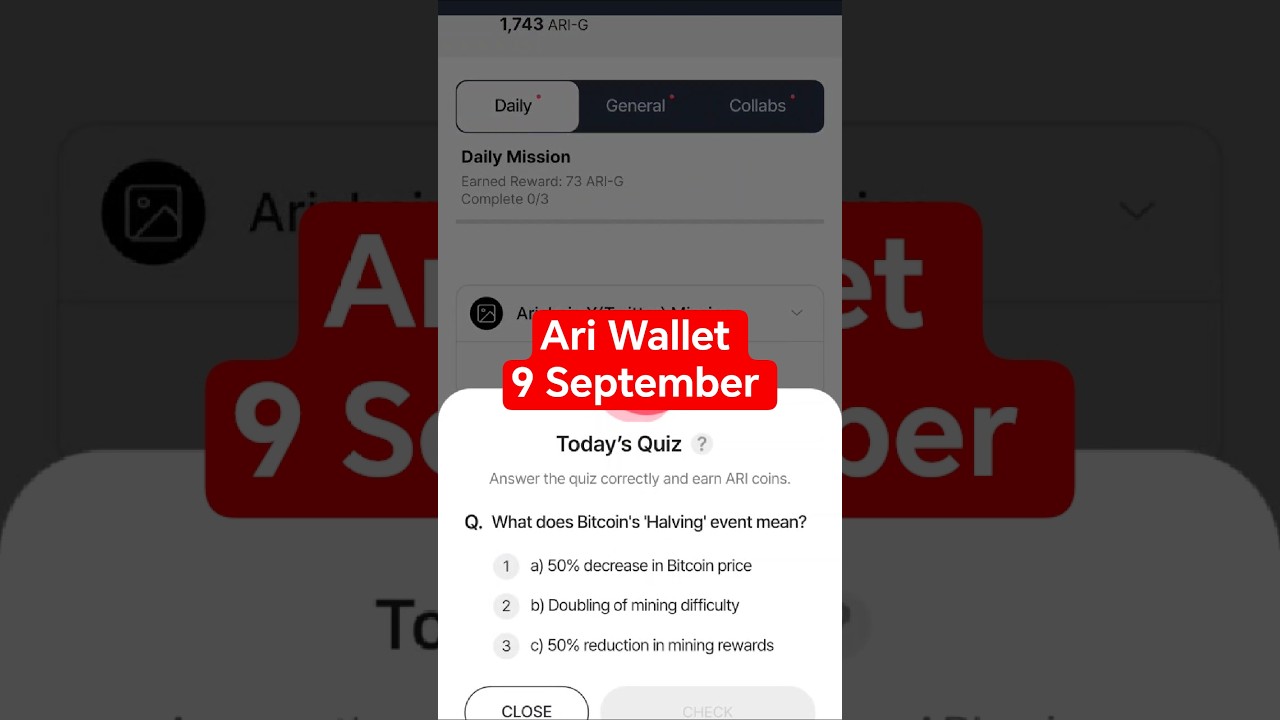 Ari Wallet Quiz Answer Today 9 September. 