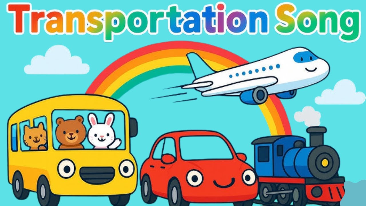 Transportation Song for Kids -Vehicle Song- Car, Train, Plane-Kids English Learning