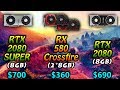RTX 2080 SUPER vs RX 580 Crossfire vs RTX 2080 | 1080p 1440p and 4K Benchmark
