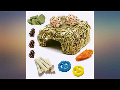 HERCOCCI Extra Large Rabbit Grass Bed, 18 PCS Pet Bunny Chew Toys - Handmade Woven review