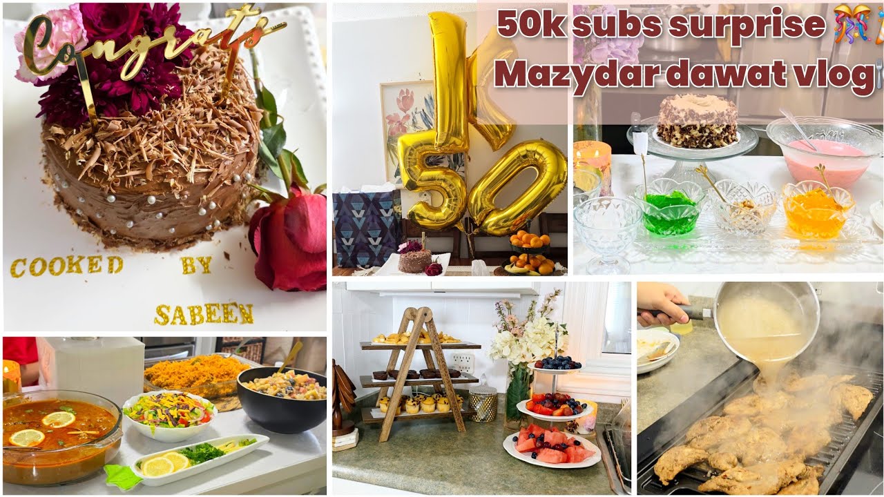 Celebrating Friend’s 50K Subscribers 🎊|Quick 8-Minute Cake + Steak Dawat | Russian Salad & More