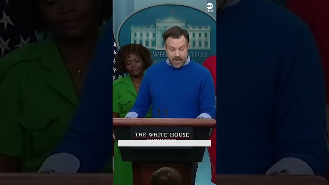 Jason Sudeikis, cast of “Ted Lasso”, visits the White House to speak about the importance of mental health.