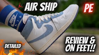 THE SHOE EVERYONE'S SLEEP ON!! JORDAN AIR SHIP PE DETAILED REVIEW & ON FEET W LACE SWAPS!! screenshot 1