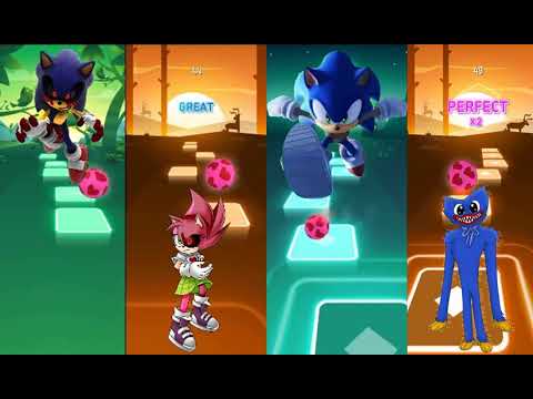 Sonic Exe Vs Amy Exe Vs Sonic The Hedgehog Vs Huggy Wuggy -Music Game Tiles Hop