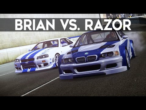 NFS Most Wanted Nissan Skyline R34 Brian Vs BMW M3 GTR Razor 