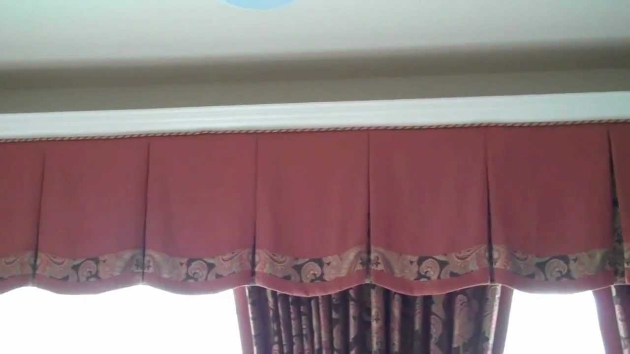 Custom Valance Treatment Combined with Cove Molding and Lighting by