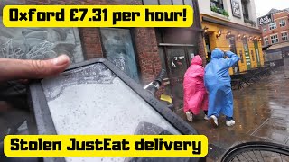 Just Eat delivery stolen. In Oxford Delivering Uber Eats and Deliveroo on a Ebike in The rain.