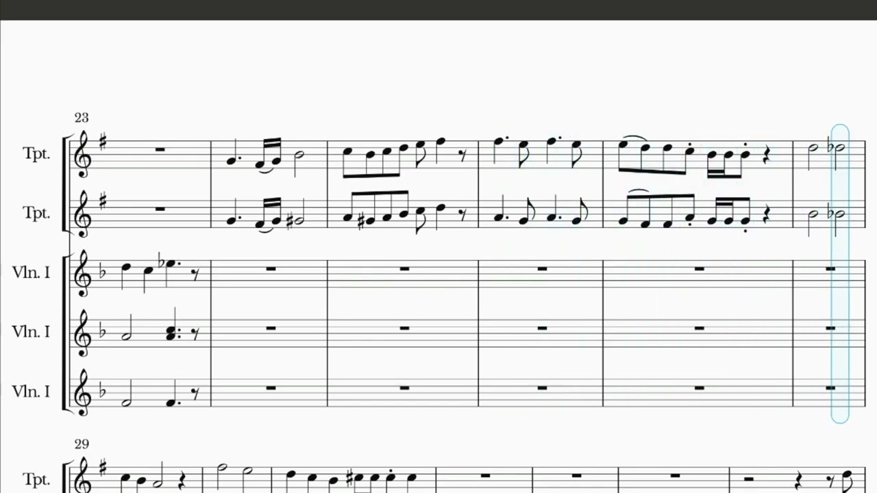 La media vuelta, partitura para violín y trompeta