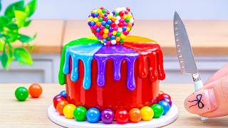 🌈 Amazing Rainbow Cake | Colorful Rainbow Jelly Cake | Mini Cake Decorating ASMR | Mini Bliss