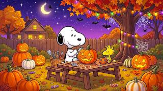 Snoopy's Spooky Pumpkin Workshop in the Garden 🎃👻 Soft Halloween Jazz Tunes for Focus & Study screenshot 4