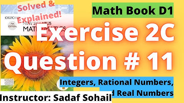 Exercise 2C | Question  # 11 | Chapter # 2 | Book D1 - New Syllabus Mathematics | Solved & Explained