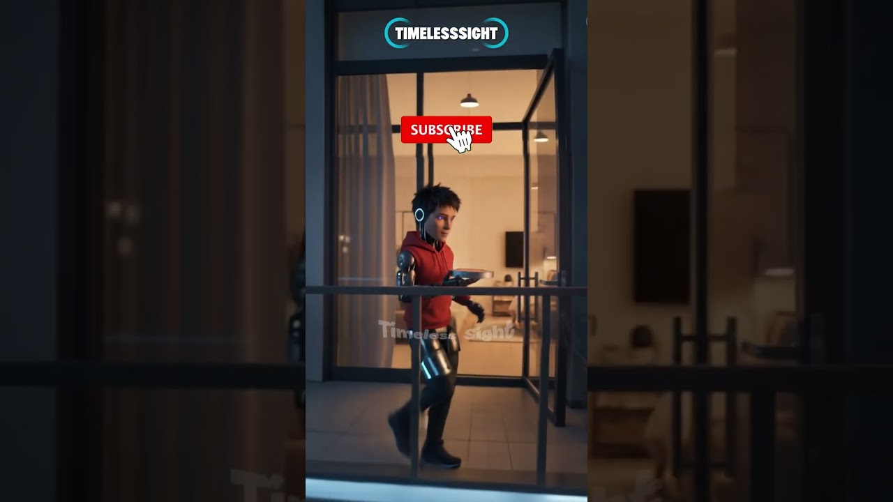 Humanoid Robot Boy As Pizza Delivery Timeless Sight 