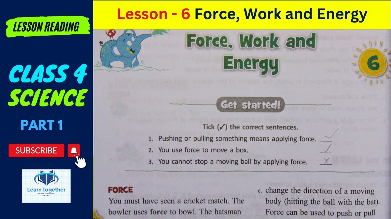Science || Class 4 || Chapter 6 || Force, Work and Energy Part 1 - YouTube