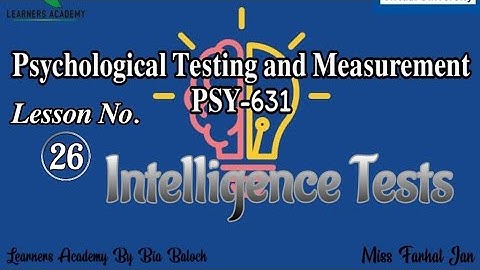 Psychological Testing and Measurement (PSY-631)VU Urdu | Lecture No. 26 | Learners Academy By Bia Ba