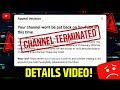 Your channel won't be put back on youtube at this time problem