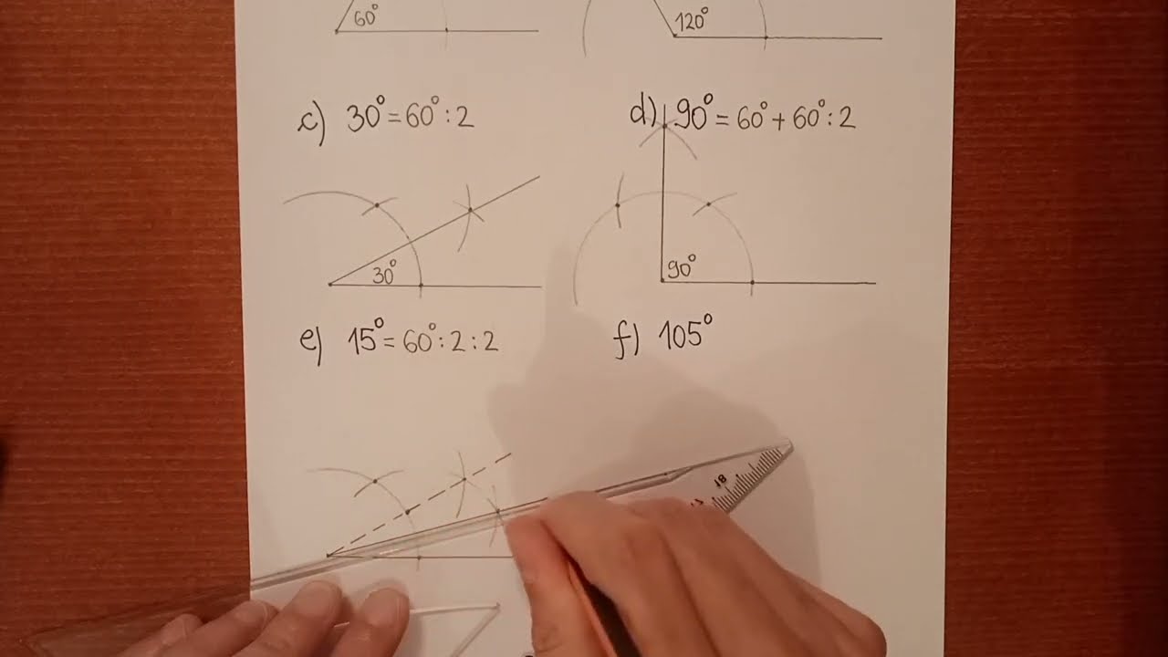 Konstrukcija ugla od 60, 120, 30, 90, 15 i 105 stepeni