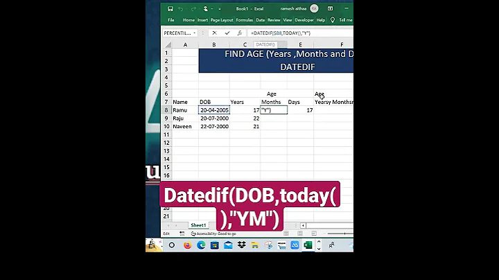find age (years, months and days)