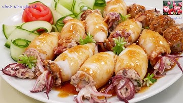 Mực Nhồi Thịt - Cách làm Sốt Đặc Biệt Thơm ngon - Mực Sốt Me, Special Spicy Squid by Vanh Khuyen