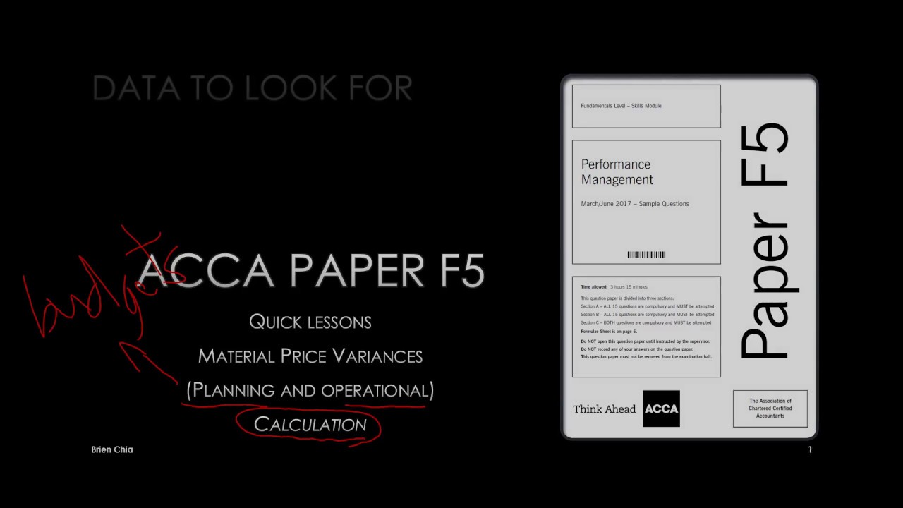 ACCA F5 Lecture (Material price variances; Calculation) - YouTube
