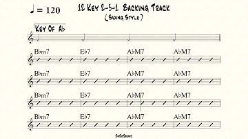 12 Keys (2-5-1) Backing Track For Bass (Swing Style) BPM 120
