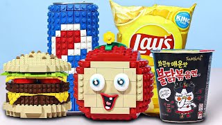 Lego Midnight Fast Food With Red Cocomelon || Bricks World Stop Motion Cooking ASMR 4K