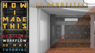 TV Wall in 3DMax interior design, lightning, texturing, test render | (part 3/3)