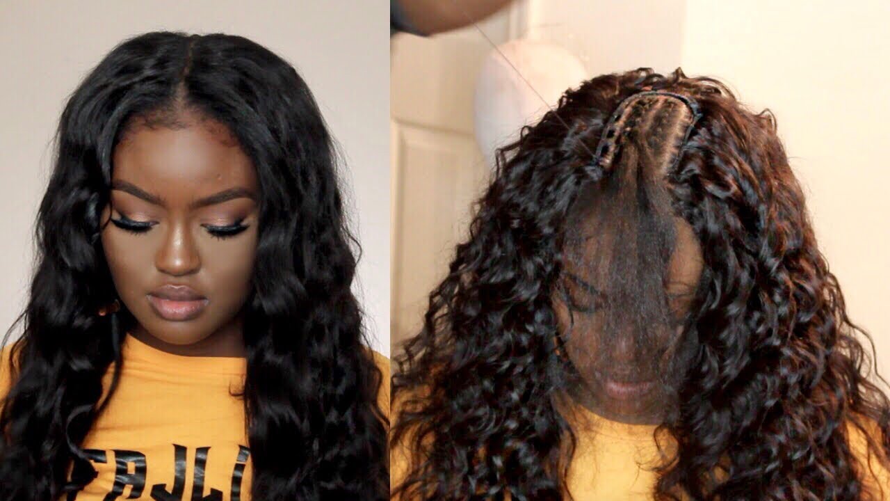 traditional sew in tutorial, natural middle part, the braid-down ft. unice  hair