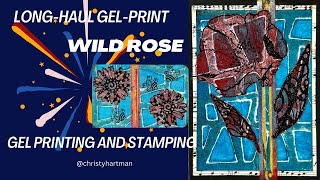 Grid Long Haul Gel Print with Stamped Wild Rose