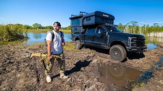 Backyard SWAMP Truck Camper Challenge!! ($5,000 MISTAKE..)