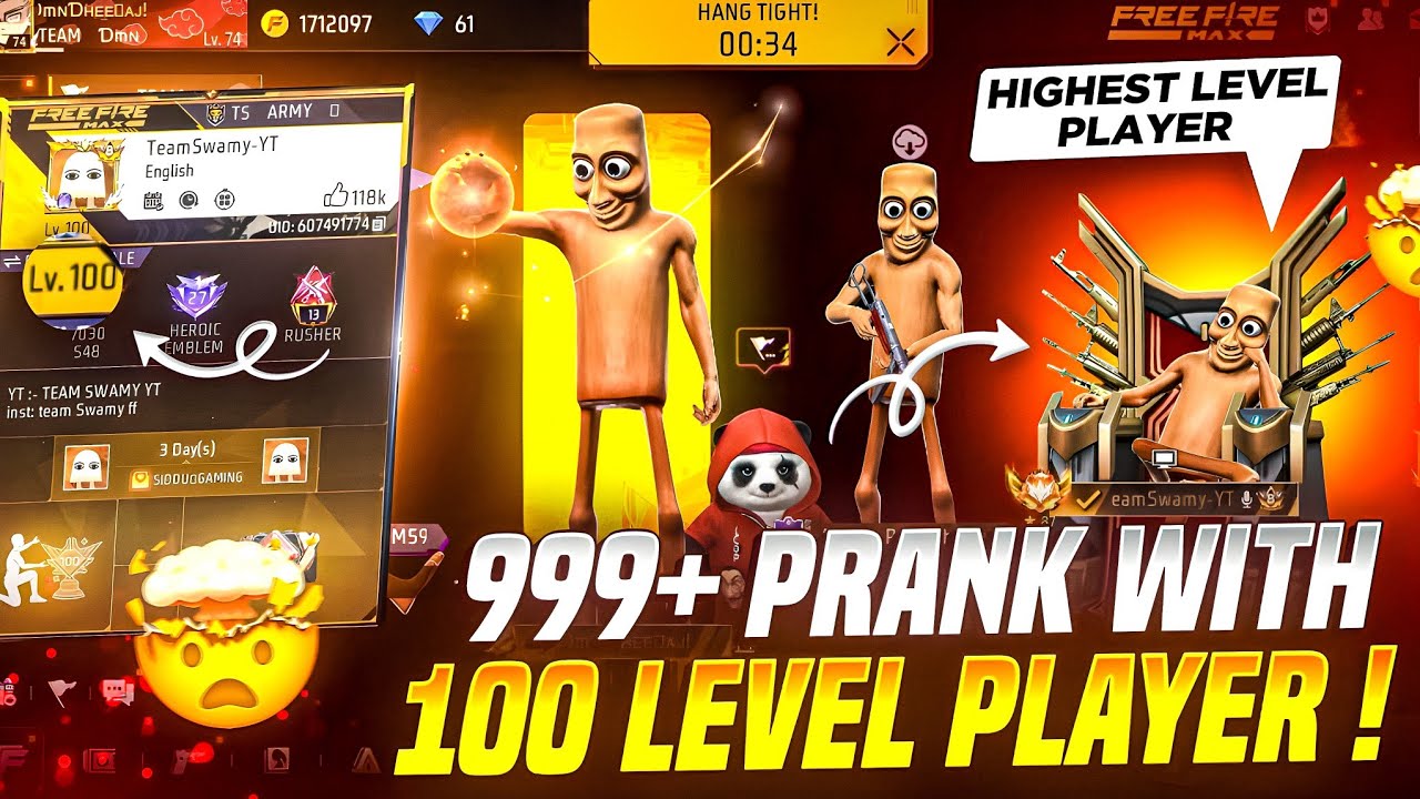 999+ Prank With Level 100 Player in Free Fire 😂🔥