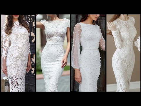 exclusive-and-trendy-white-color-lace-summer-wedding-dress/knee-length-middle-sleeve-prom-party-dres