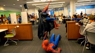 BATMAN VS. SPIDERMAN LIBRARY PRANK!! (The University of Texas)