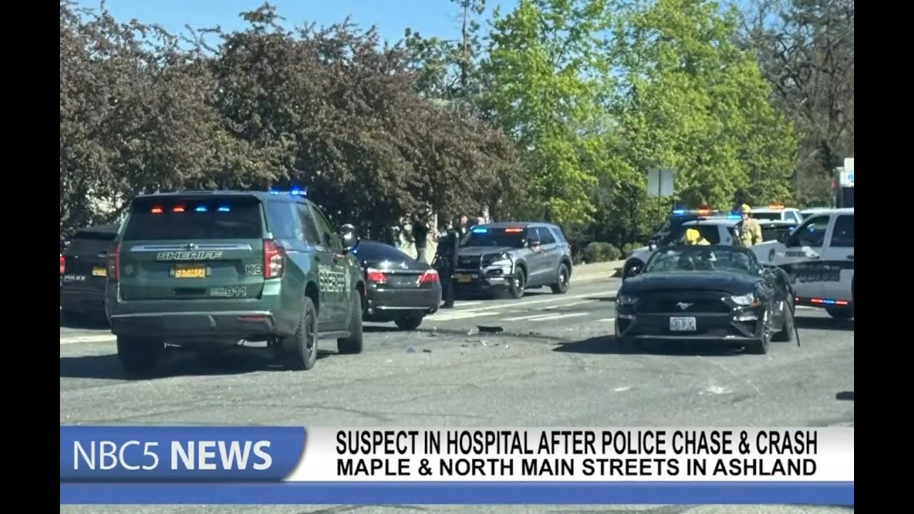 Suspect in hospital after police chase and crash - YouTube