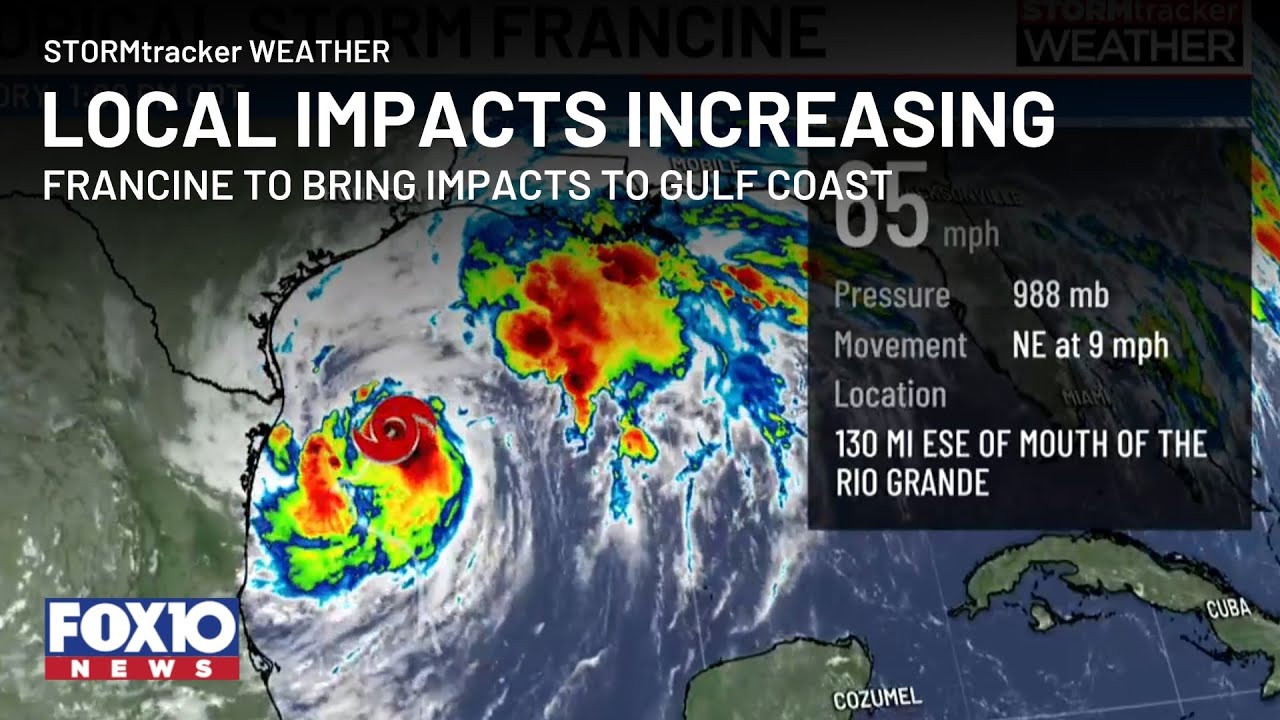 Tracking Tropical Storm Francine moving northeast toward Gulf Coast ...