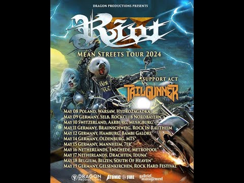 Riot V 2024 European tour w/ Tailgunner - new album Mean Streets out soon!