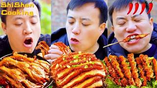 Village Funny Mukbang _ Grilled Stone Food _ Chinese Spicy BBQ Collection
