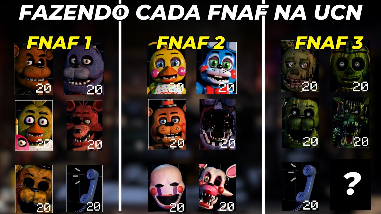 joguei com os animatrônics de cada FNAF no UCN