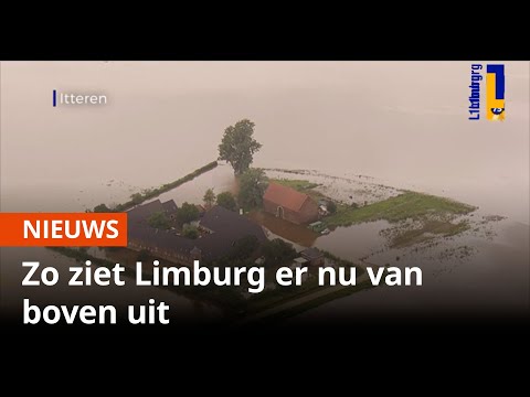 Hoogwater in Limburg vanuit de lucht