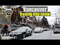 Snowy freezing boxing day in Vancouver - Commercial drive storefronts and residential streets