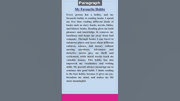My Hobby Paragraph in English || My favourite hobby eassy in English #english #paragraphwriting