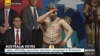 Yuggara people perform &#39;Welcome to Country&#39; at Labor launch in Brisbane