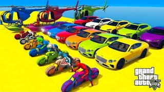 GTA V - SPIDER-MAN x HULK - Epic New Stunt Race For Car Racing Challenge by Trevor and Shark #104