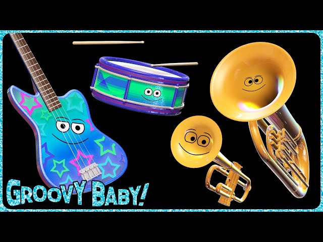 Funk! – Baby Sensory Music Video – Colorful Animated Instruments Playing Snazzy Music class=