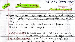 Unit-4; Highway Drainage | All Theory | Transportation Engineering-I | BE Civil & Diploma PU PoU TU
