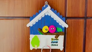Diy simple wall mounted key holder home decor #diy #craft  #kidscrafts #homedecor #keyholder