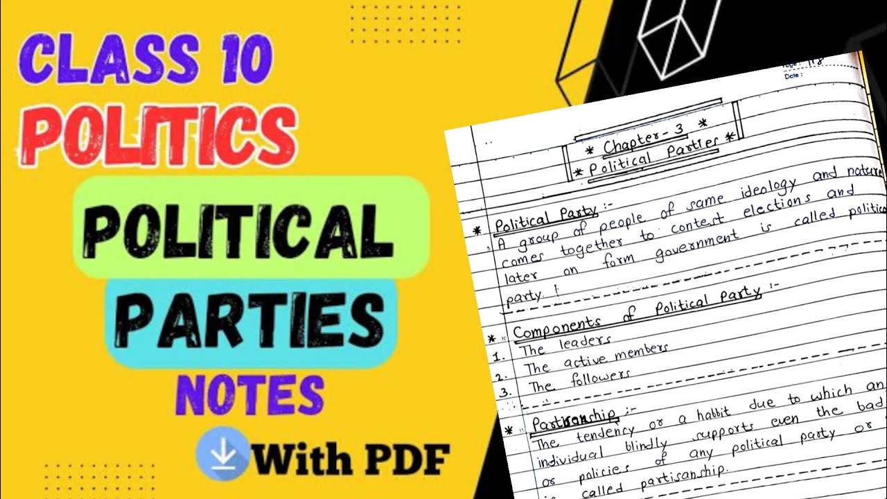 Political Parties Notes Class 10th CBSE || Civics Chapter 6 Handwritten ...
