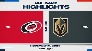 NHL Highlights | Hurricanes vs. Golden Knights - November 11, 2024