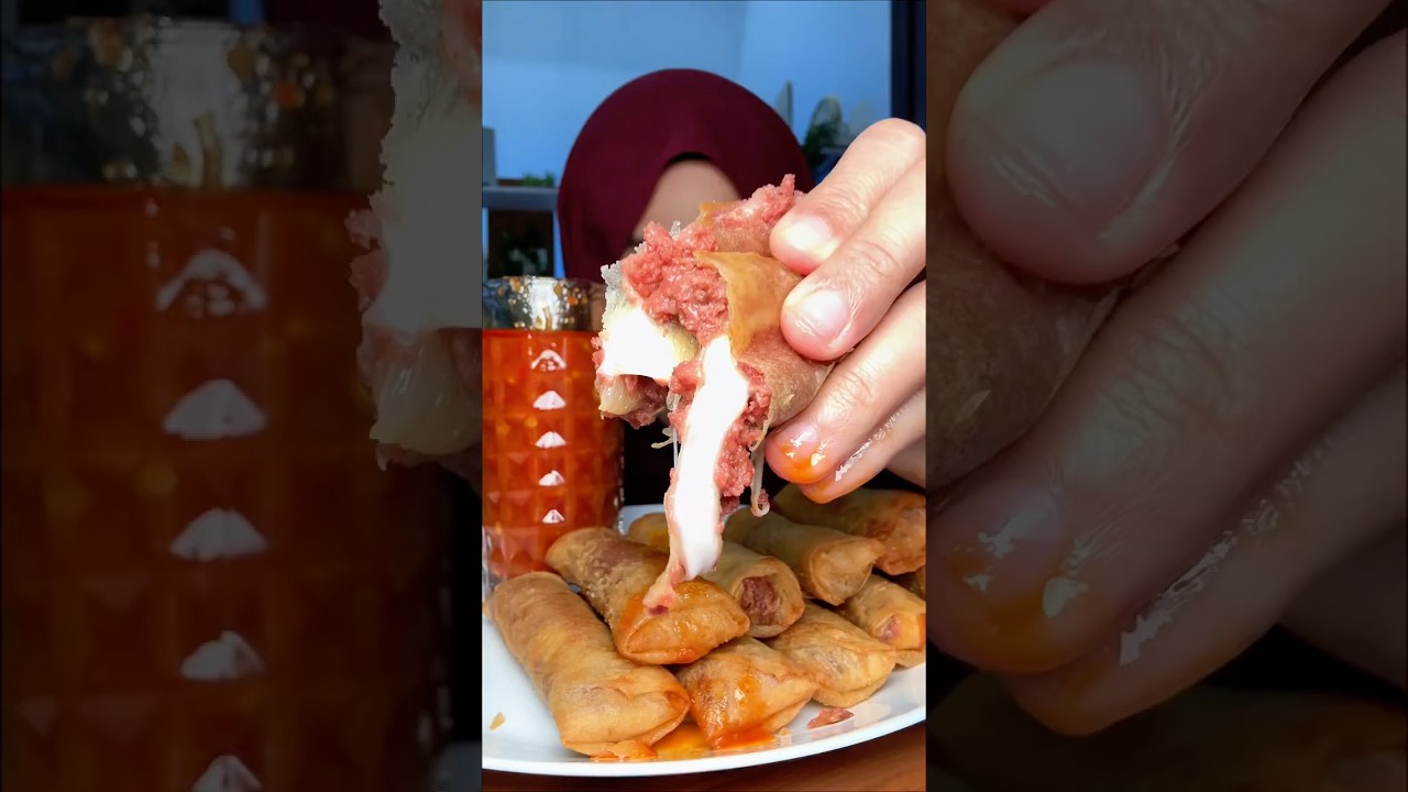lumpia kornet 🤤 #lumpia #kornet #sapi #mukbang