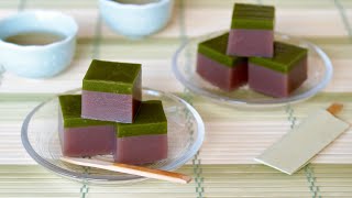 How to Make 2-Layer Mizu-Yokan (Matcha and Azuki Bean Jelly) | OCHIKERON | Create Eat Happy :)