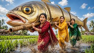 🐟🔥 Giant Fish Challenge! 😱 The Epic 50-Foot Fish Cooking Competition | Biggest Village Fish Recipe